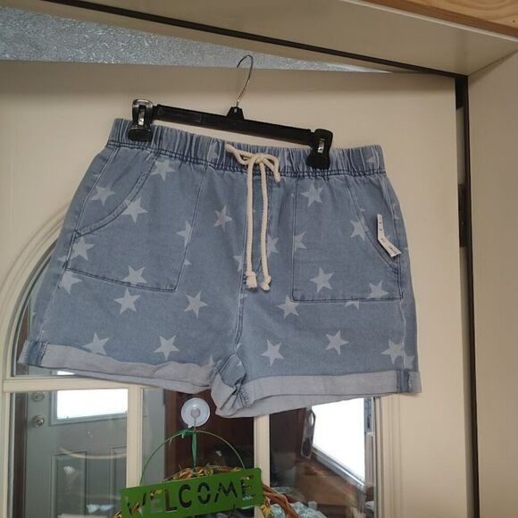 New No Boundaries High Rise Shorts Blue With Stars Size Junior XXXL 21 - Picture 1 of 3